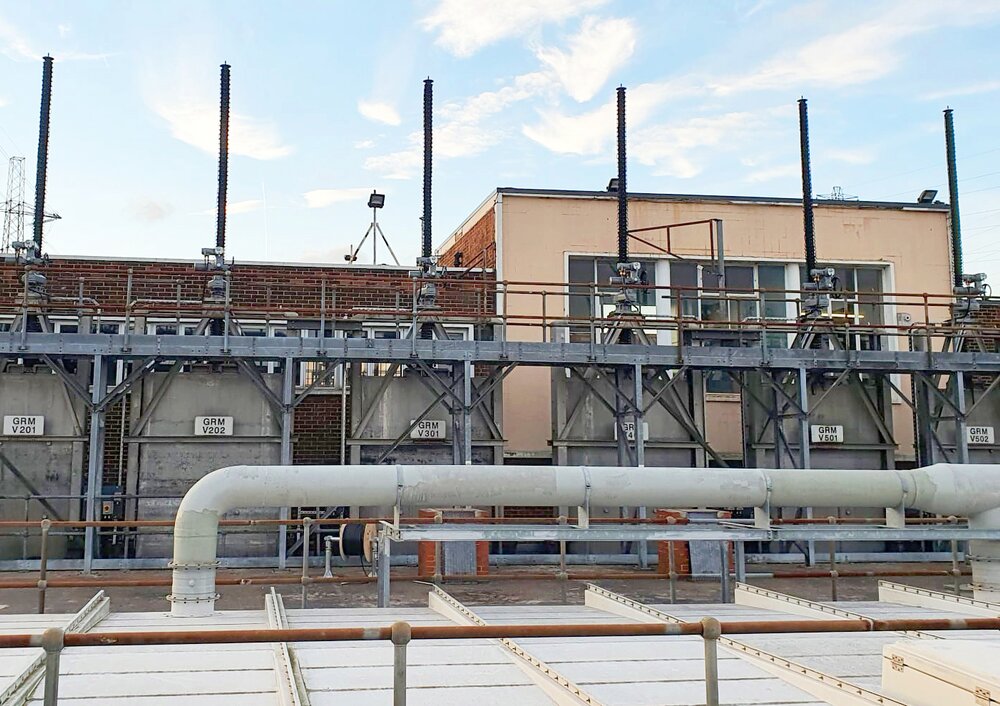 Penstock array at Beckton STW coarse screen outlets