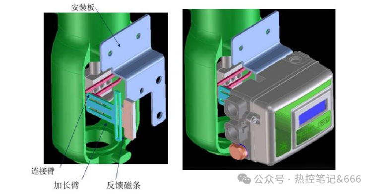 Feedback magnet strip with mounting plate and extension arm
